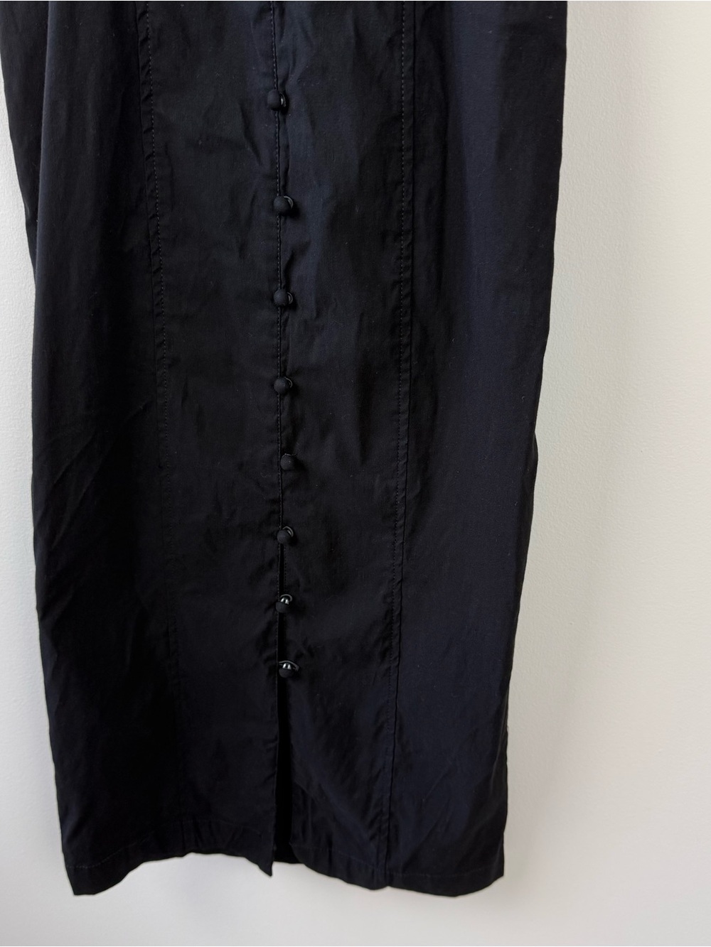 By Anthropologie The Linden Slim Square-Neck Button Front Midi Dress Black - Picture 6 of 12